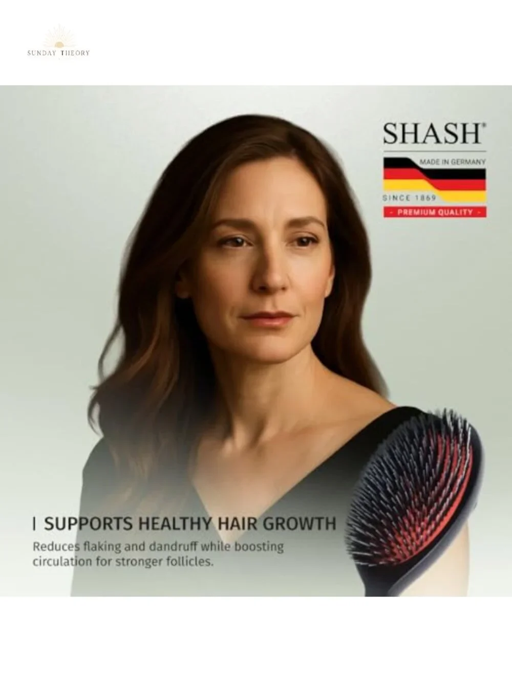 SHASH Boar Bristle Hair Brush - Anti-Breakage Detangling Large Wood Handle